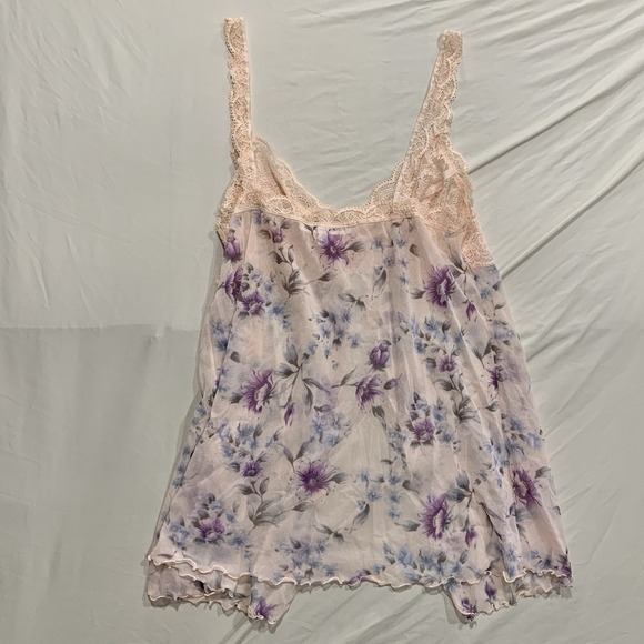 Vintage Victoria's‎ Secret Floral Lace Babydoll Top M/L Y2K Cottagecore Lingerie - Picture 2 of 12